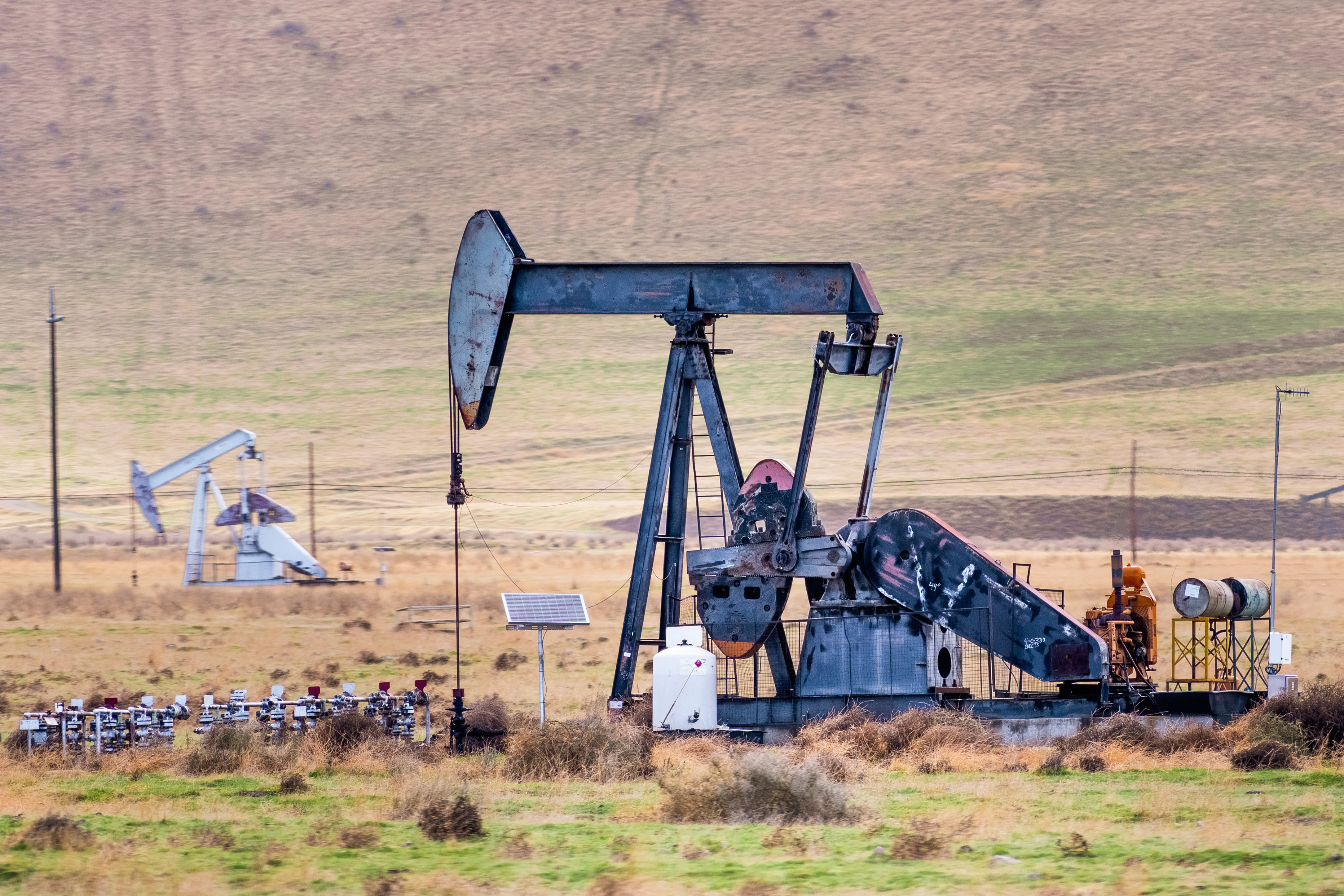 Oil rig in rural Kern County, California