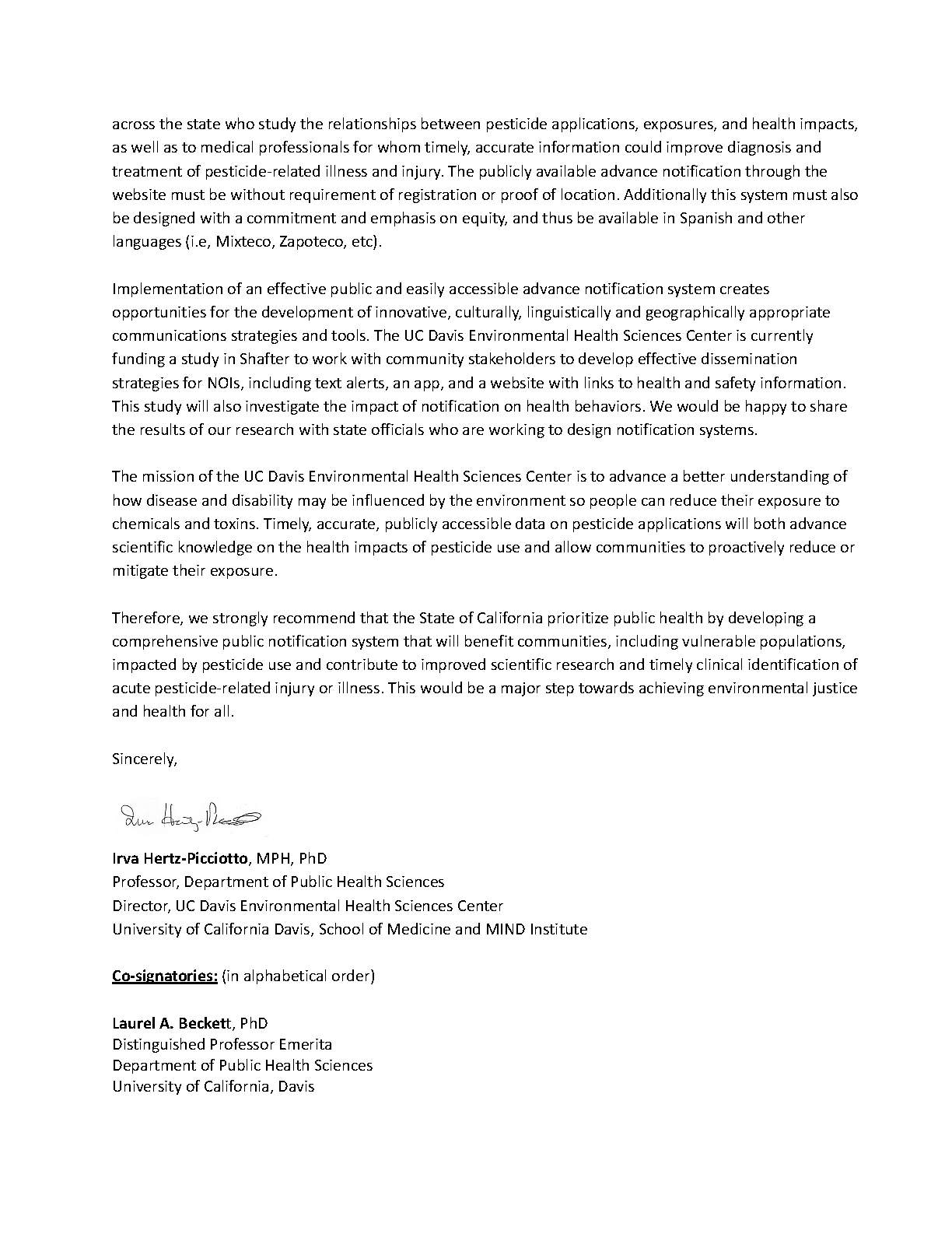 Department of Pesticide Regulation letter