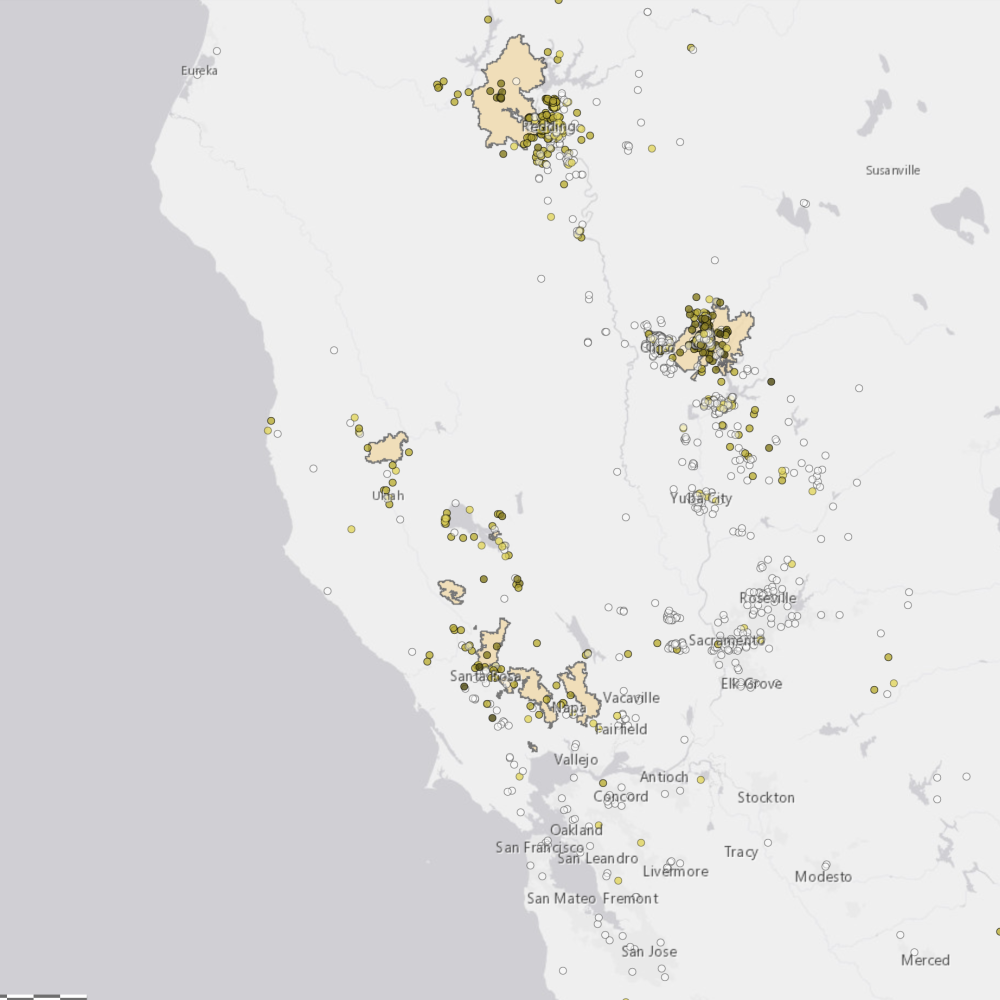 image of a wildfires map